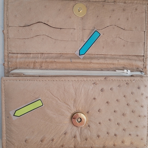 Ostrich Leather Women's Tri-Fold Wallet - Picture 9 of 11